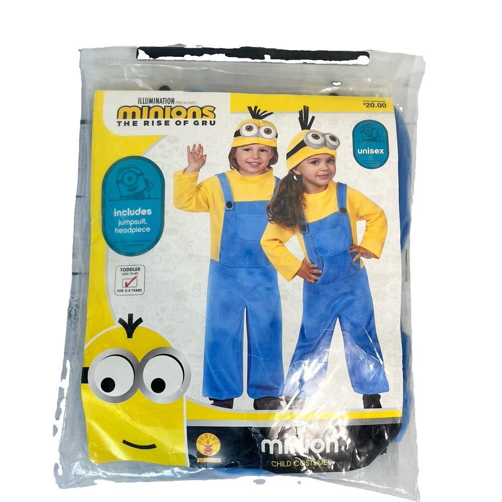 Minions The Rise of Gru Rubie's Kid's Minion Costume Cosplay Size 3T-4T Unisex